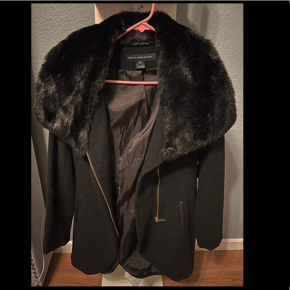 French connection black trench coat